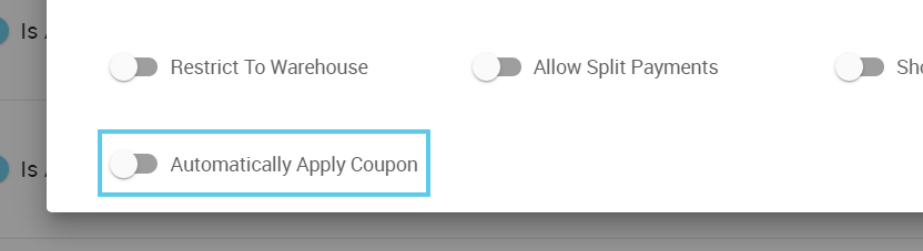 Automatically Apply Coupon toggle