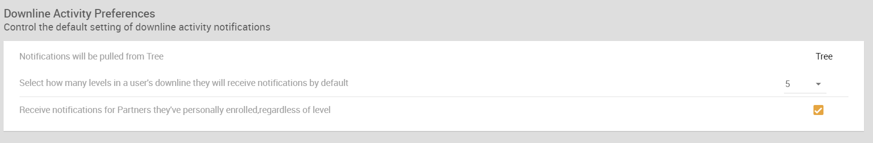 Downline Activity Preferences