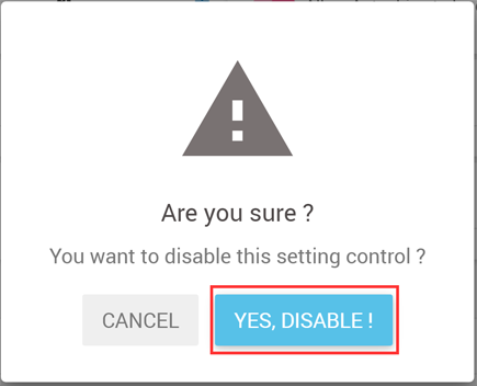 Yes, Disable! button