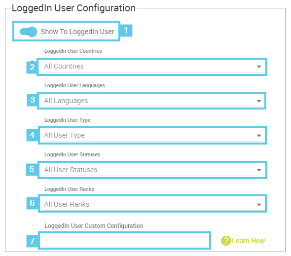 LoggedIn User Configuration elements (Click to enlarge)