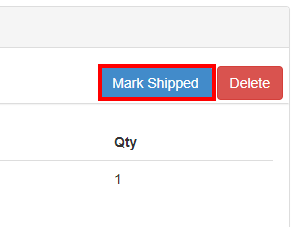 Marked Shipped button