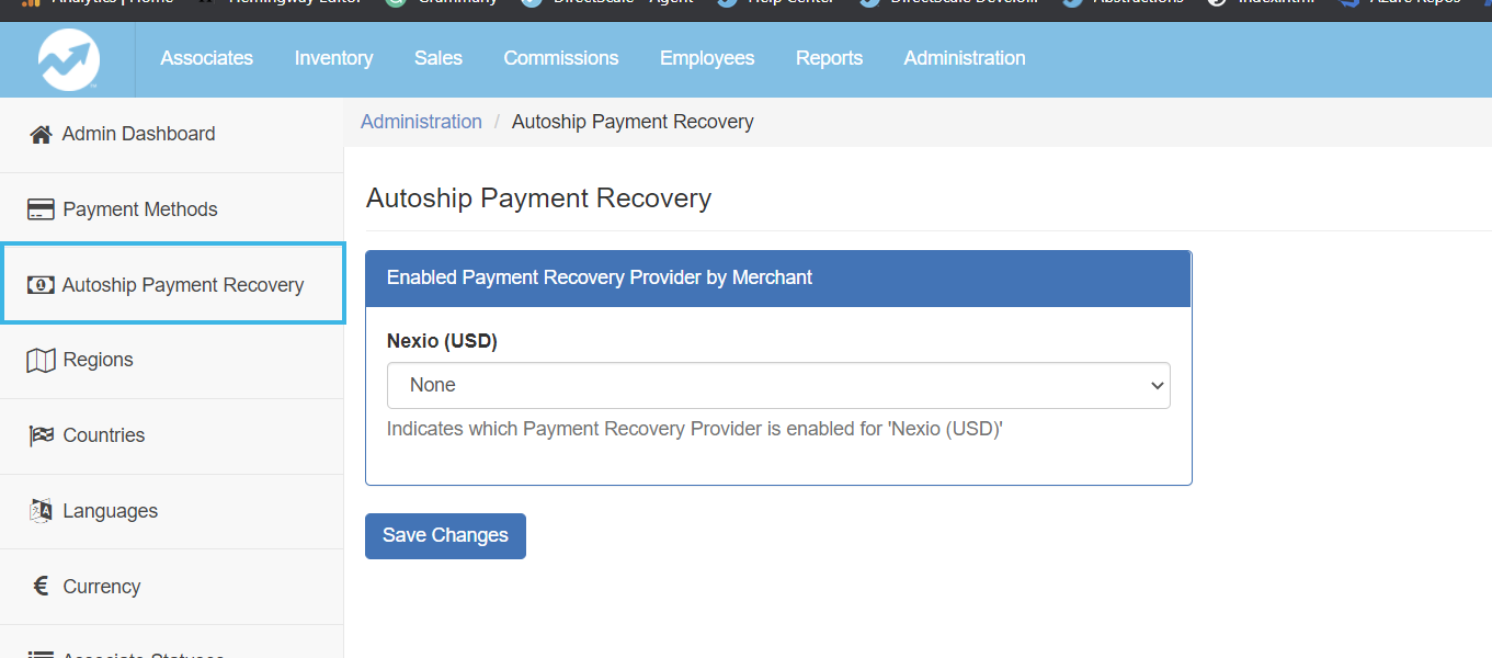 Administration > Autoship Payment Recovery