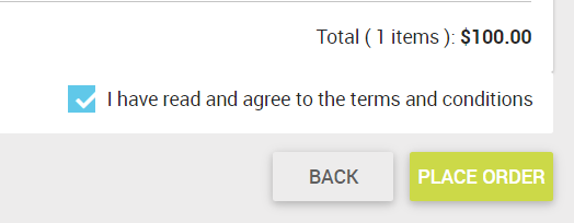 Terms and Conditions checkbox