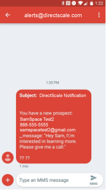 Text message notification