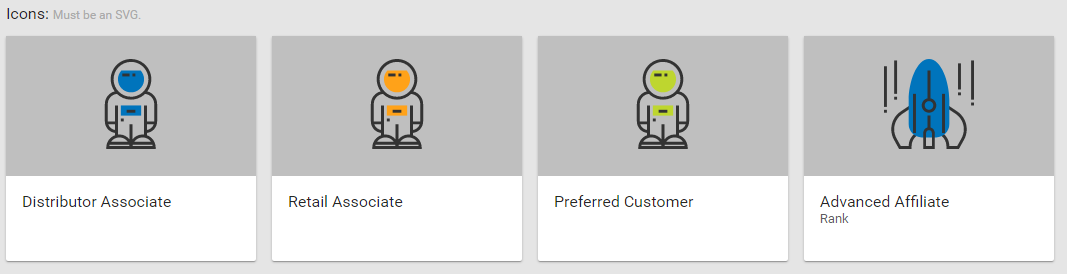Upload Web Office Visual Tree Rank and Associate Type icons.