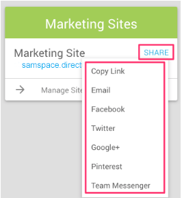 Share options link in Web Office
